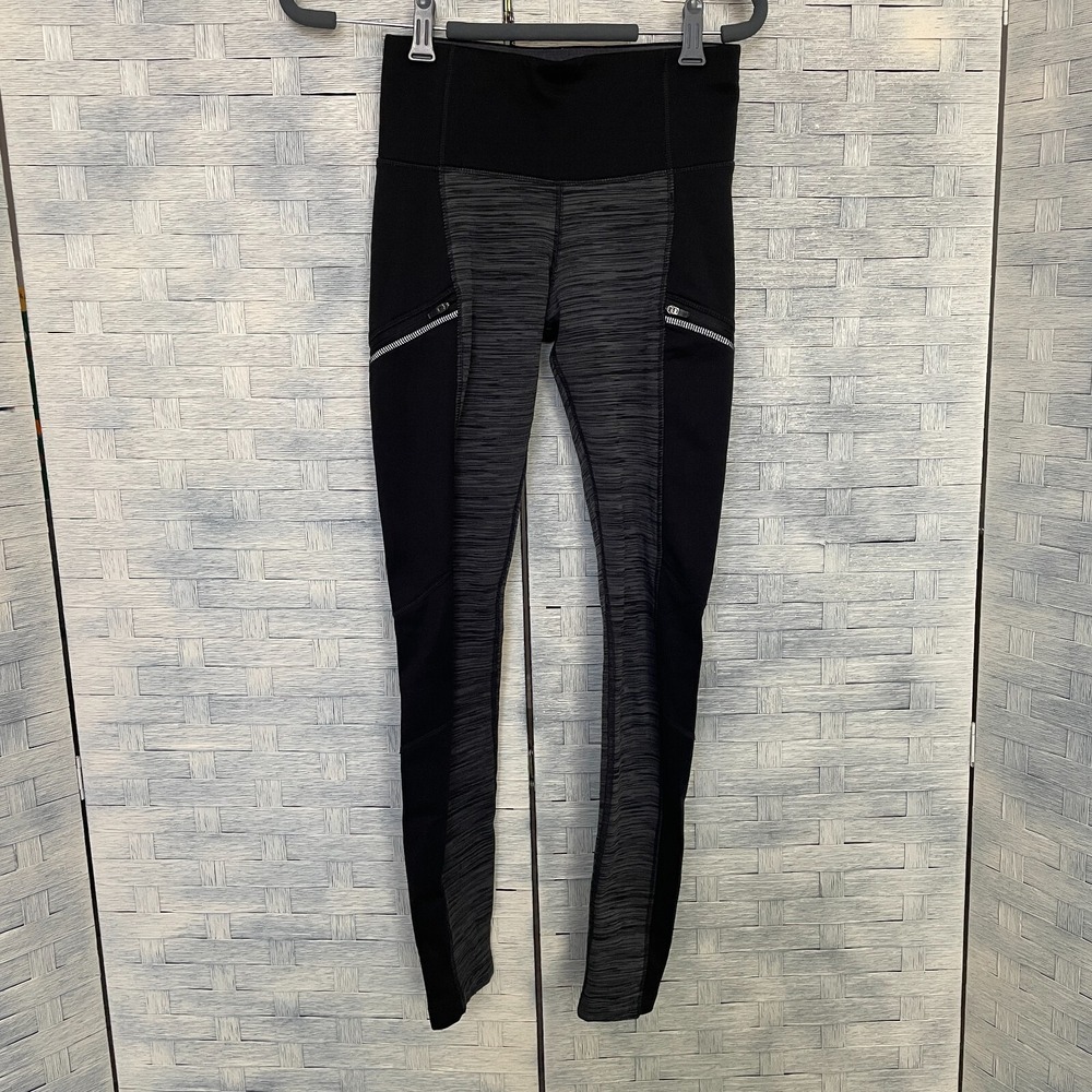 Athleta Leggings XS Black‎ Heathered Zip Pocket Athletic Workout Pants Yoga
